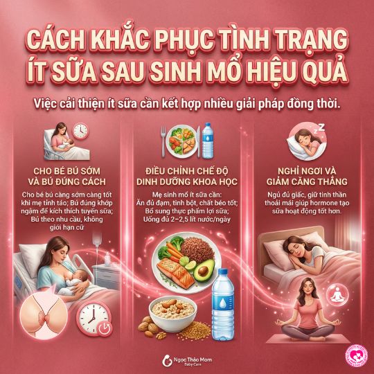 Cách khắc phục tình trạng ít sữa sau sinh mổ